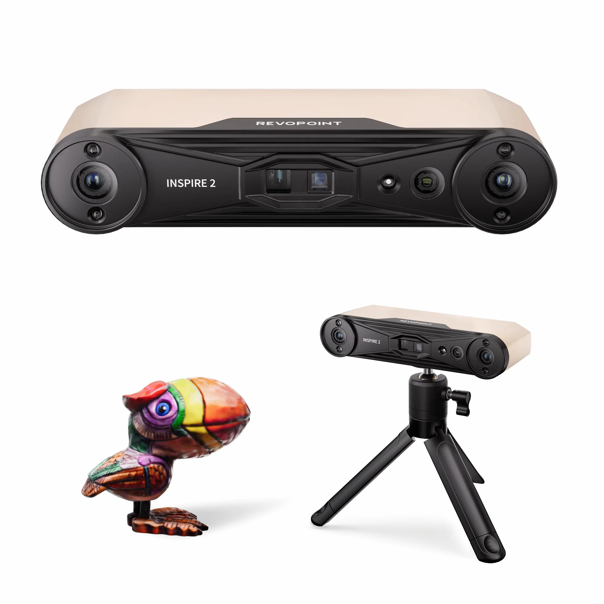Revopoint INSPIRE 2 Scanner 3D per stampa 3D, Precisione da 0,03 mm, Laser Multilinea e Luce Strutturata, Scansione Wireless per Esterni, Scansioni a Colori, per iOS/Android/Win10/11, Standard