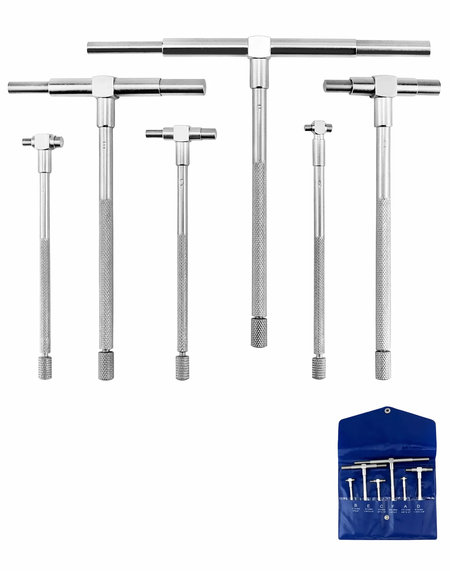 QWORK® Calibro Telescopico 8mm - 150mm Calibro Interno Set, Truschino Falegname, 6 Pezzi