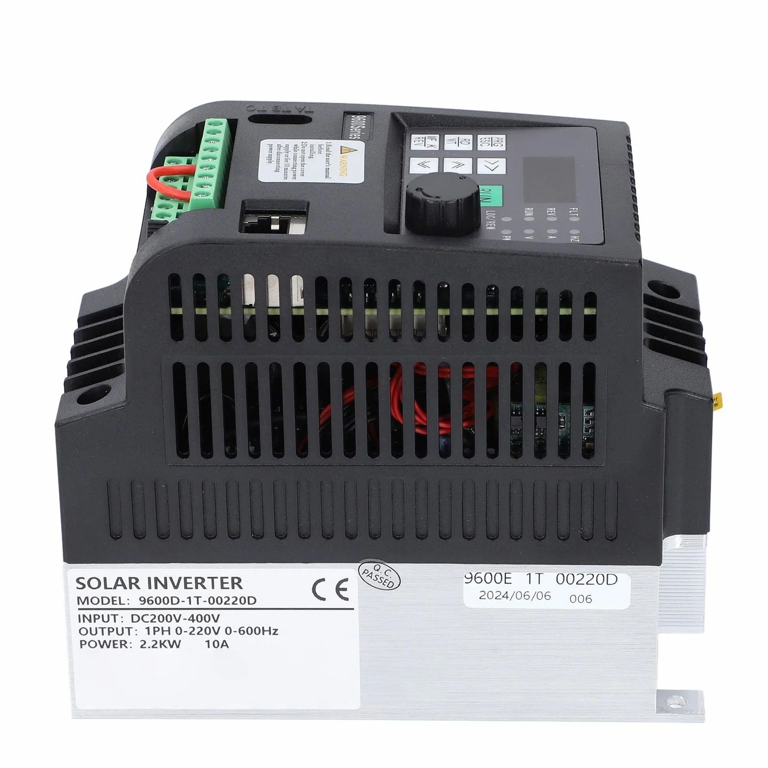 Azionamento a Frequenza Variabile, Ingresso DC200 400V 1PH 0 220VAC Uscita 2.2KW Inverter Solare Monofase Regolatore di velocità Pompa Fotovoltaica con Guscio PC Ignifugo Display Digitale