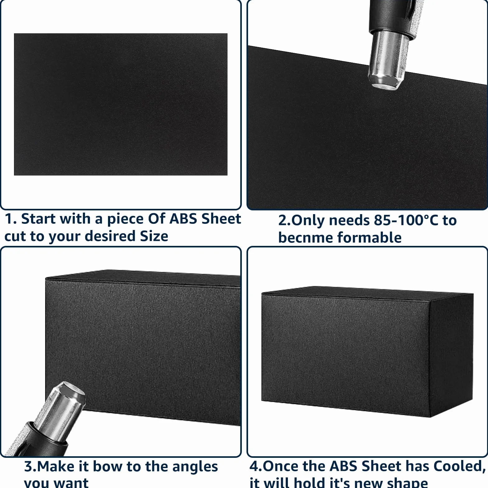 6 pannelli in plastica ABS da 3 mm, 30 x 20 cm, colore nero, per modellismo, fai da te, parafanghi per esterni, fai da te, parafanghi