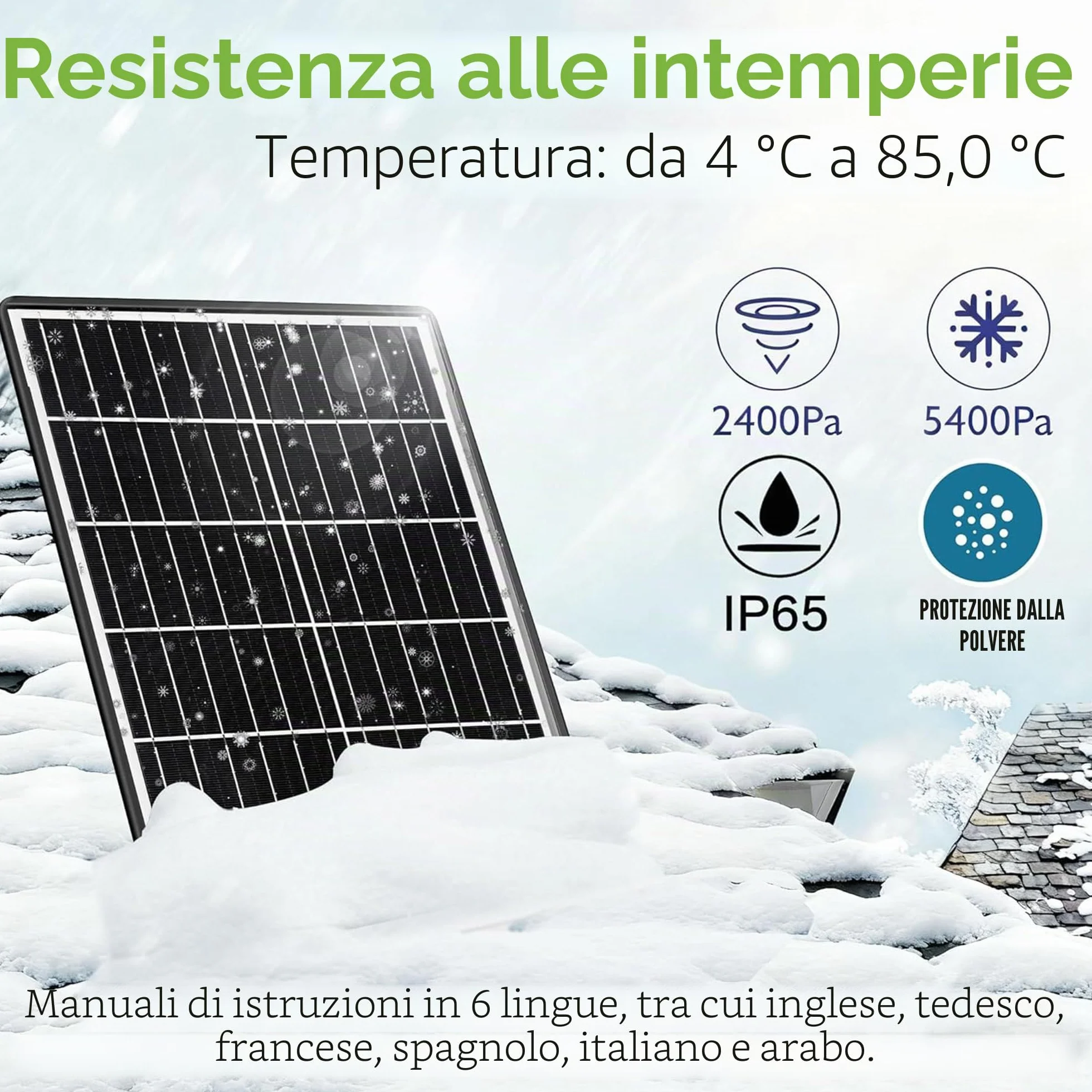 Kit di pannello solare 15 W con batteria integrata 16000 mAh Tensione: 5 V/6 V/9 V/12 V Corrente: 1,5 A Caratteristiche USB-C, Micro-USB e DC 2,1/1,7/1,35 mm Compatibile con tutte le telecamere di