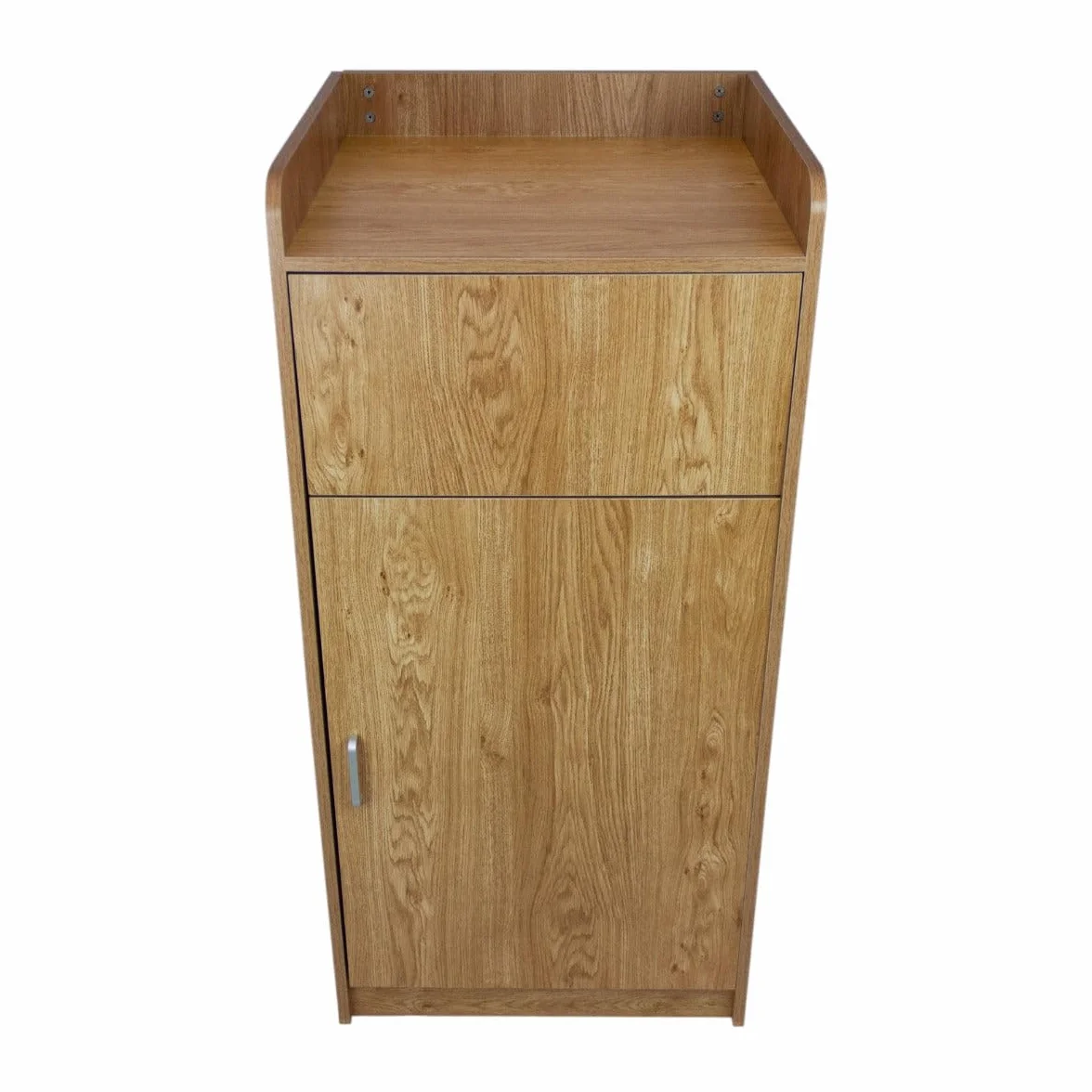 Contenitore Pattumiera Svuota Vassoi in Legno Commerciale Capacità 100L Pattumiera Mensa Commerciale Porta Cestino Fast Food Sportello Basculante con Cestino 100 L Incluso - Legno Chiaro