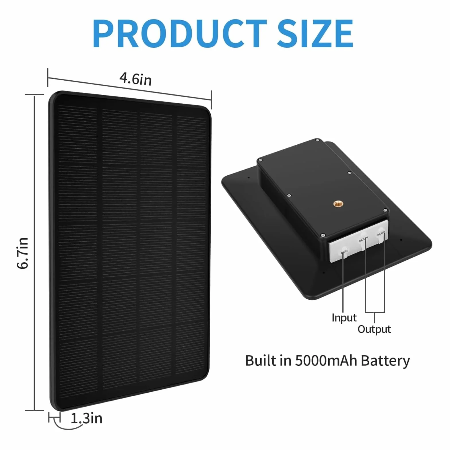 Pannello solare per fotocamera da sentiero, kit caricabatterie solare uscita 12V/1A 6V/1.5A con batteria al litio ricaricabile integrata da 5000 mAh, kit di alimentazione portatile impermeabile per