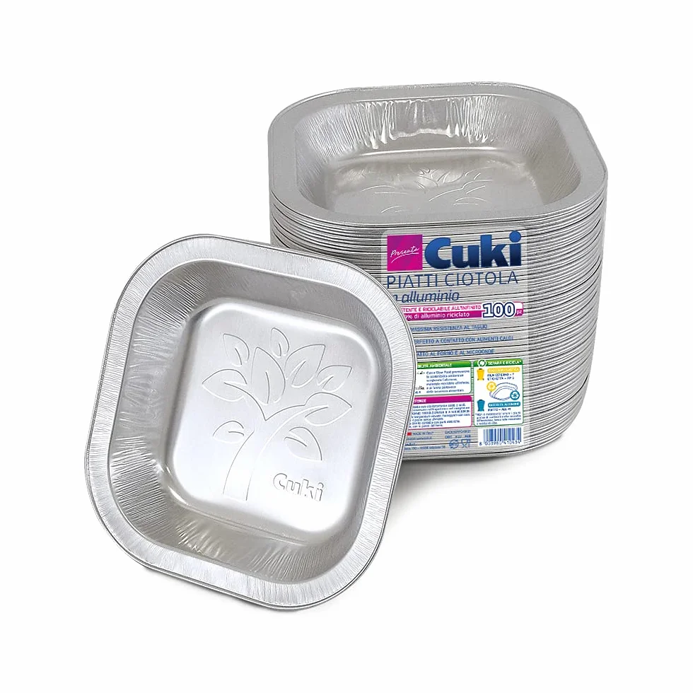 Cuki Piatti Ciotola in alluminio resistente riciclabile cm 18x18 100 pezzi