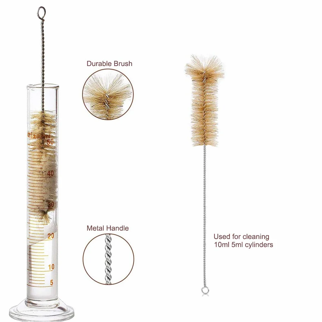 Pallone Graduato in Vetro Borosilicato, JESSTOLO 50ml Erlenmeyer Boccette di Vetro, 50ml Becher Graduato, 5ml/10ml Cilindro Graduato, con 3 Contagocce, 2 Barra di Agitazione et 2 Spazzolini di Pulizia