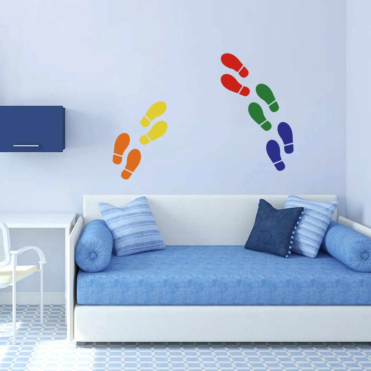 Vin Beauty 36 Multicolore Moderni Adesivi per Pavimenti Impronte Decalcomanie per Pavimenti e Pareti, 18 Paia di Impronte di 36 Stampe Colorate