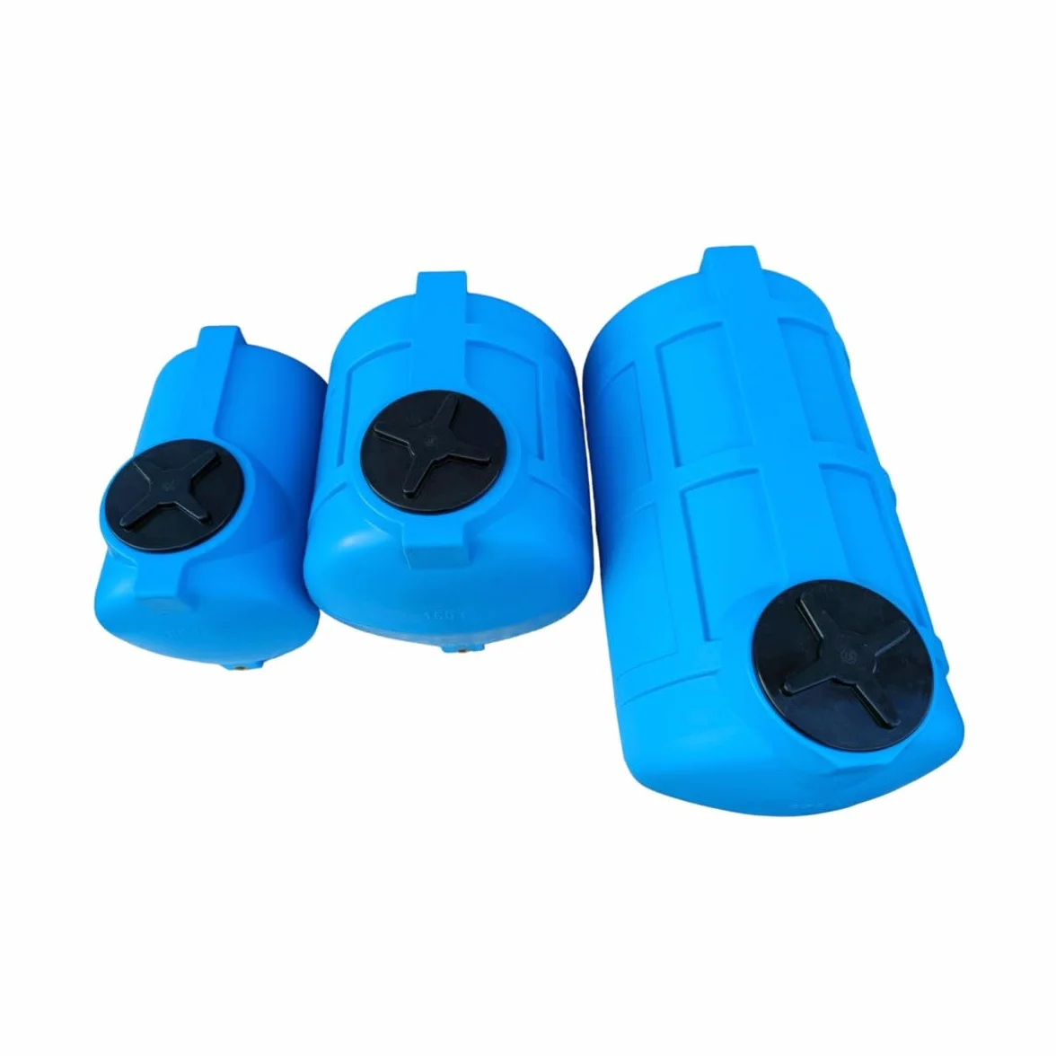 Varile Serbatoio per acqua potabile da 150 l, colore grigio, senza BPA, filettatura in ottone integrata da 3/4", prodotto in EU, adatto per alimenti, orizzontale