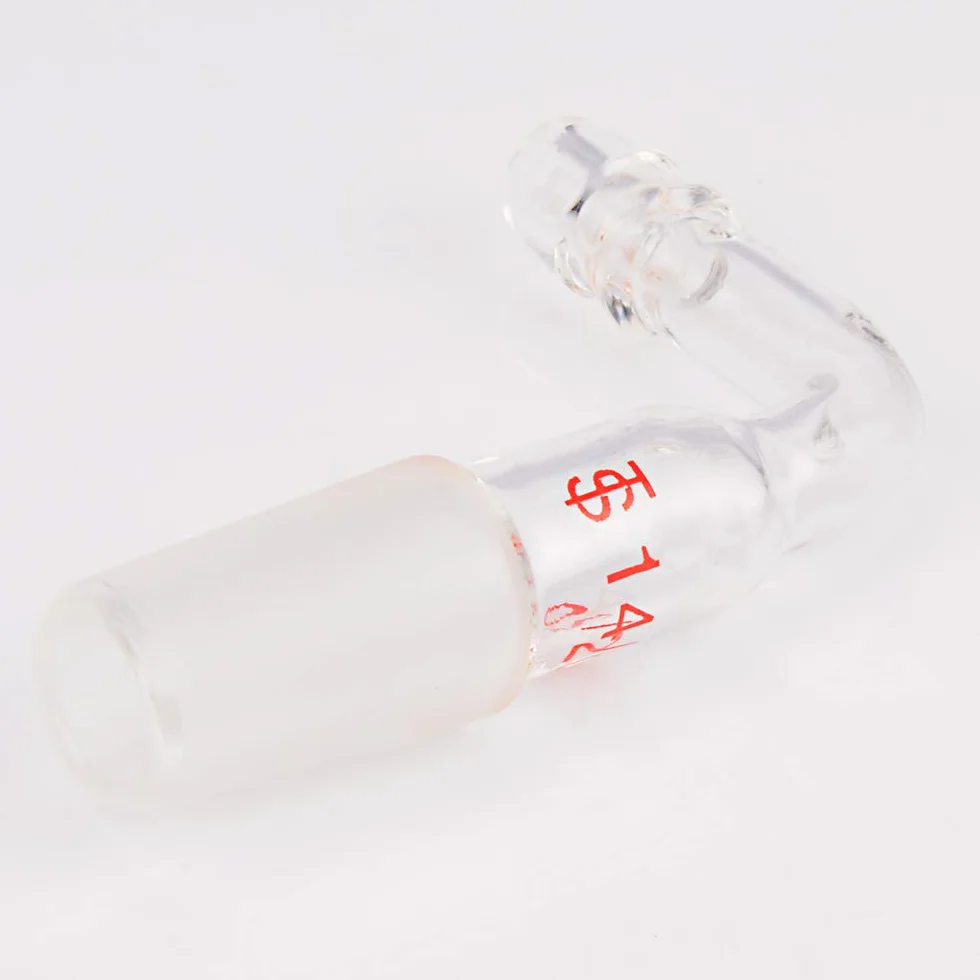 stonylab Adattatore di Ingresso Piegato in Vetro con 14/20 Giunto Maschio in Vetro e Raccordo Tubo da 9 mm, Glass Bent Inlet Adapter Vetreria da Laboratorio (Confezione da 1)