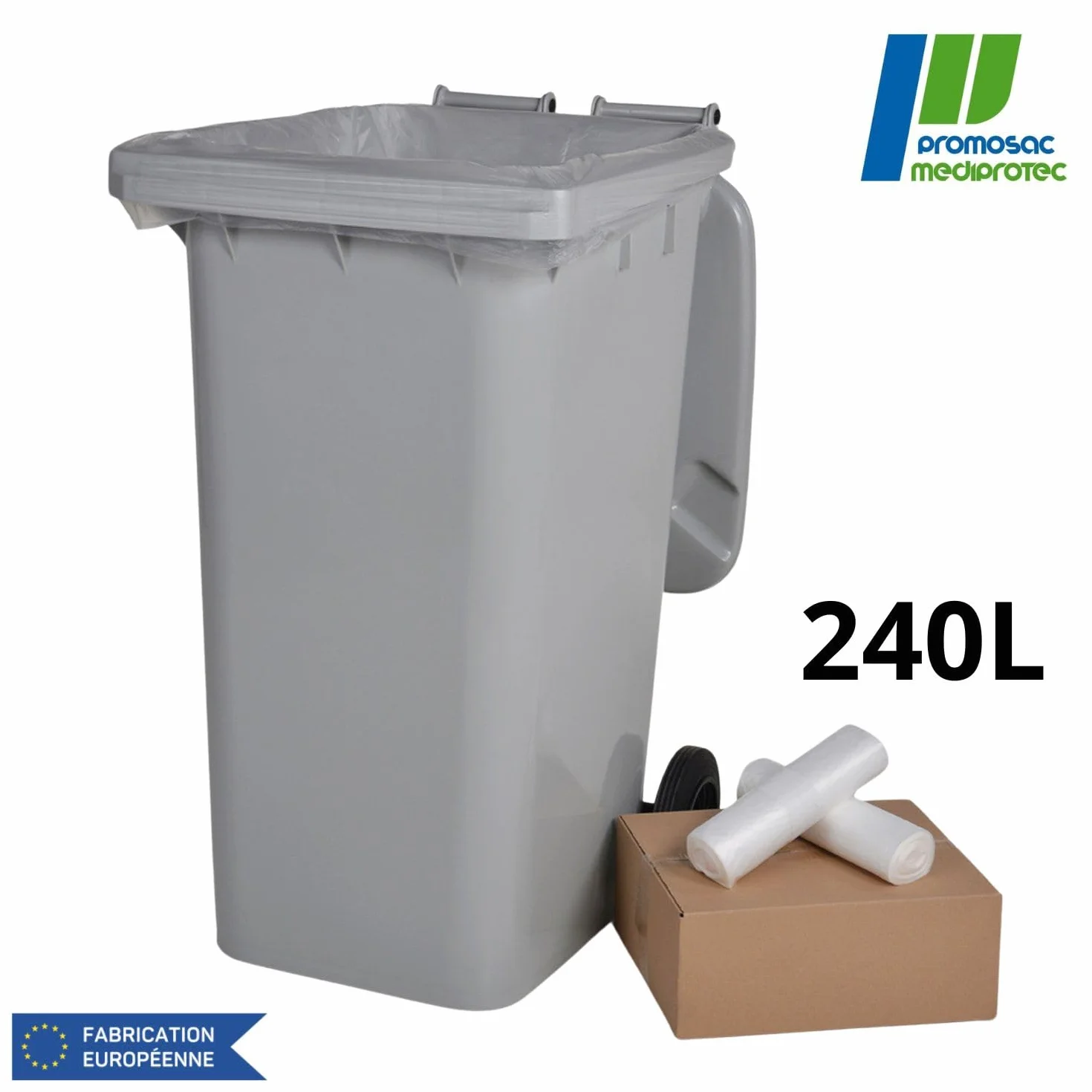 SACCHI SPAZZATURA TRASPARENTI 240L x100, Sacco per Pattumiere, 240 Litri, Trasparente, Contenitore a 2 Ruote, ad Alta Resistenza, Tri-Selettivo, Protezione Anti-Perdite e Sporco, Lavabile