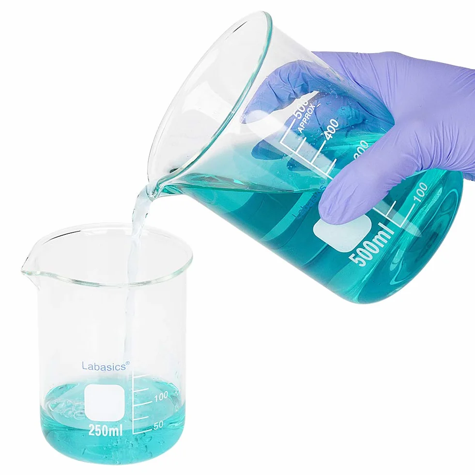 Labasics Set di Becher in Vetro per Laboratorio, Vetro Borosilicato Becher Griffin Graduati a Forma Bassa in 5 Dimensioni, 50ml/100ml/250ml/500ml/500ml/1000ml(1L), Confezione Combinata