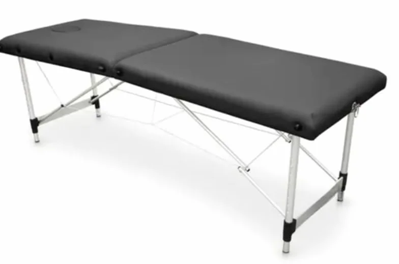 PLUS SANTE - Tavolo da massaggio pieghevole professionale Maya 2 piani, leggero ed ergonomico con borsa per il trasporto, comfort ottimale (luminio, nero)