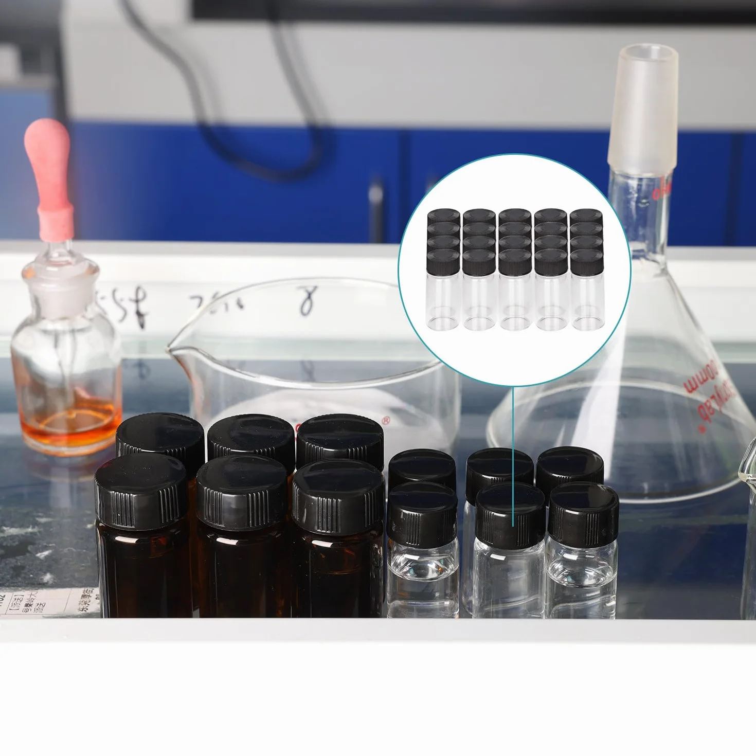 stonylab 20 Confezioni Viali Campione in Vetro con Tappo a Vite, Flacone per Campionamento Liquido da Laboratorio Flacone Reagente con Chiusura a Tappo, 20 ml