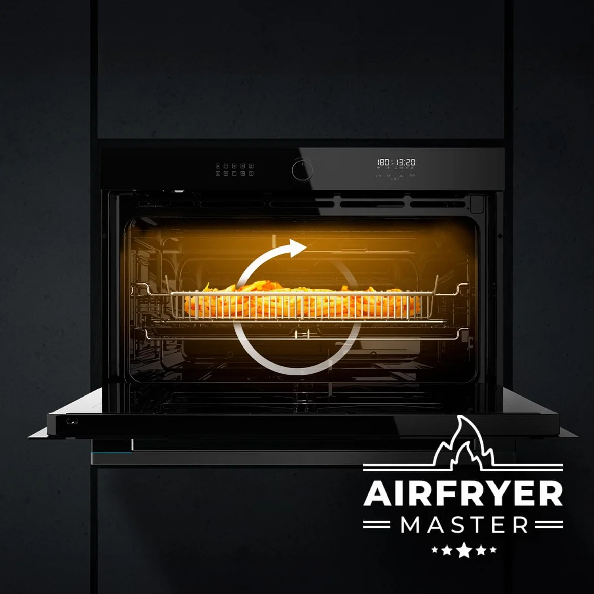 Cecotec Forno Bolero Hexa AF319000 Glass Black A, Classe A, 133 L, 11 Funzioni con AIrFryer, Pizza Master, Steam Assist, Easy Clean, 5 Posizioni