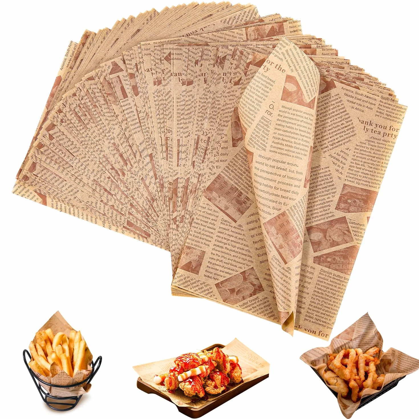 150 Carta Alimentare Fogli, 30x20cm Carta da Imballaggio Alimentare, Carta Oleata per Alimenti, Resistente All'acqua e All'olio, per Panini, Patatine Fritte, Hamburger, Formaggio, Torte